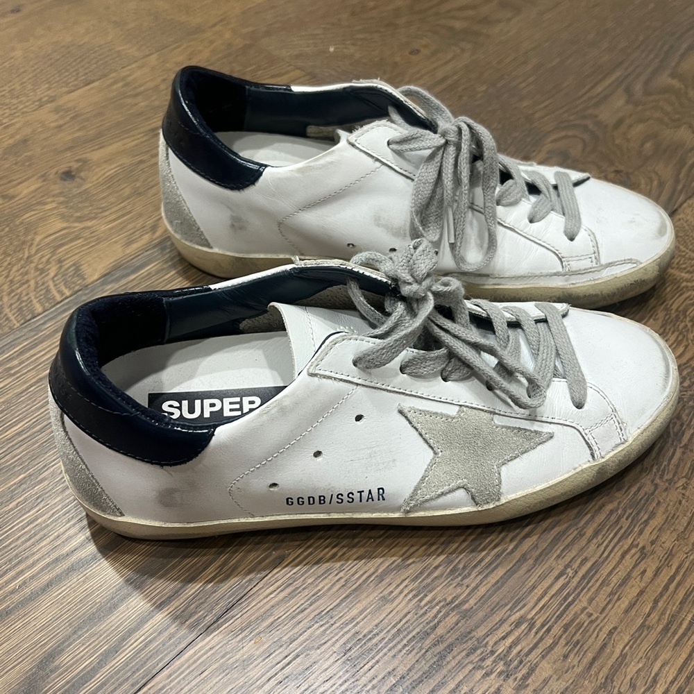 Golden Goose White and Gray Star Sneakers